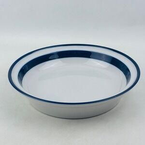 Noritake Primastone Fjord Vegetable Serving Bowl 8.5" Round Blue Trim Band Vtg